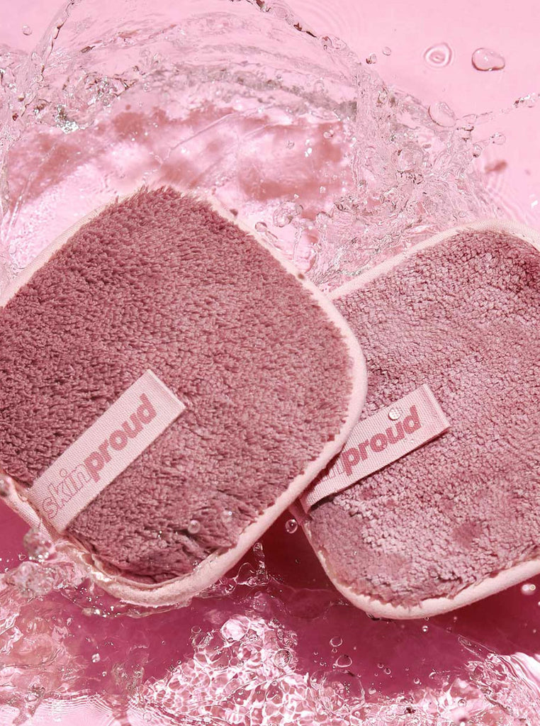 Makeup remover pads splashing in water